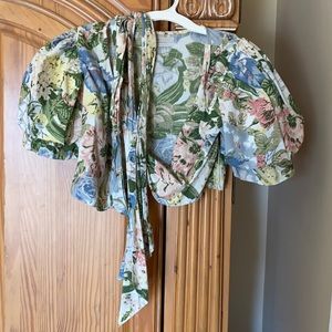 UO FLORAL WRAP TOP